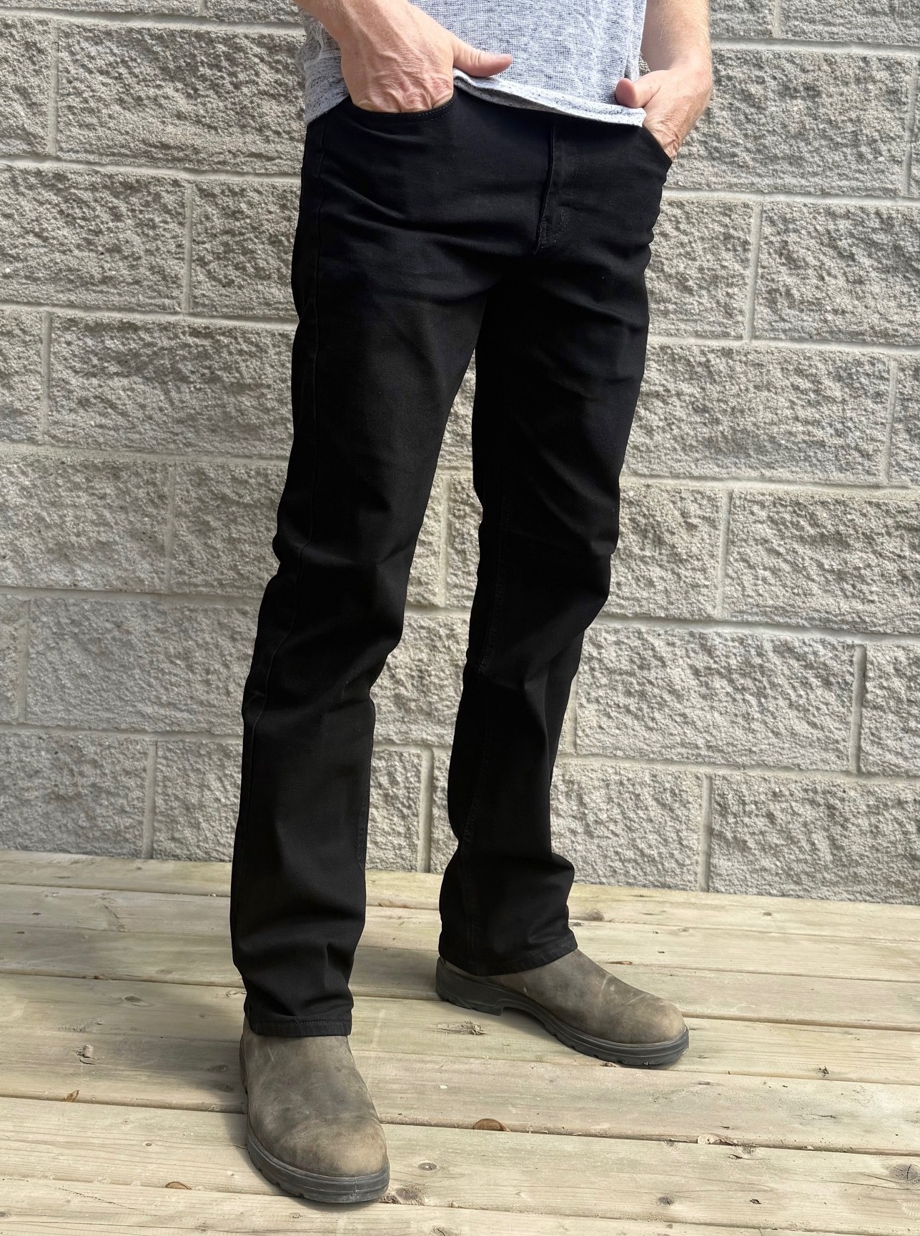 Black Jeans Front View - Johnnies Jeans