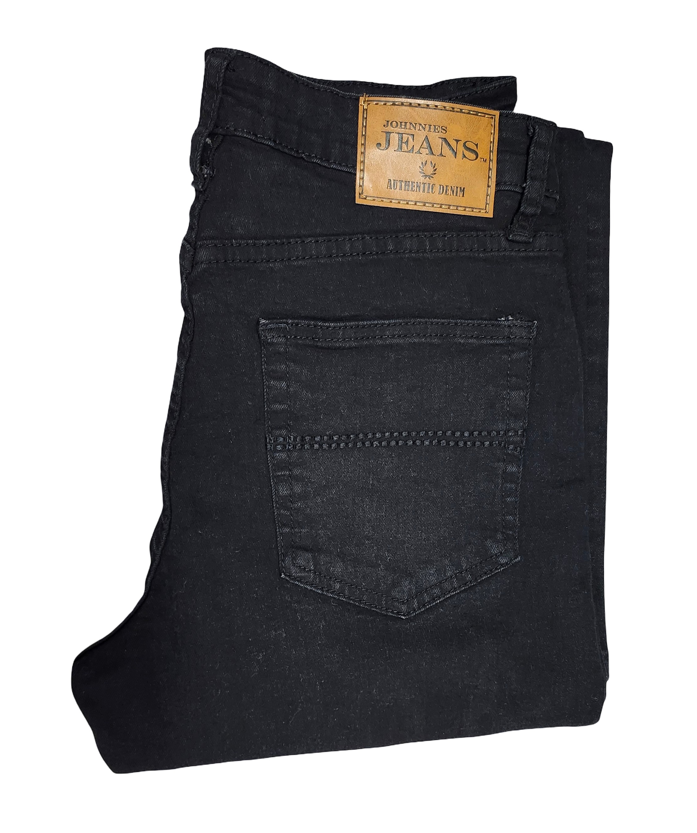 Black Denim Jeans Front - Johnnies Jeans
